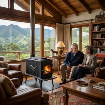 Chimenea y Estufa a Leña en Hierro Fundido Alemana